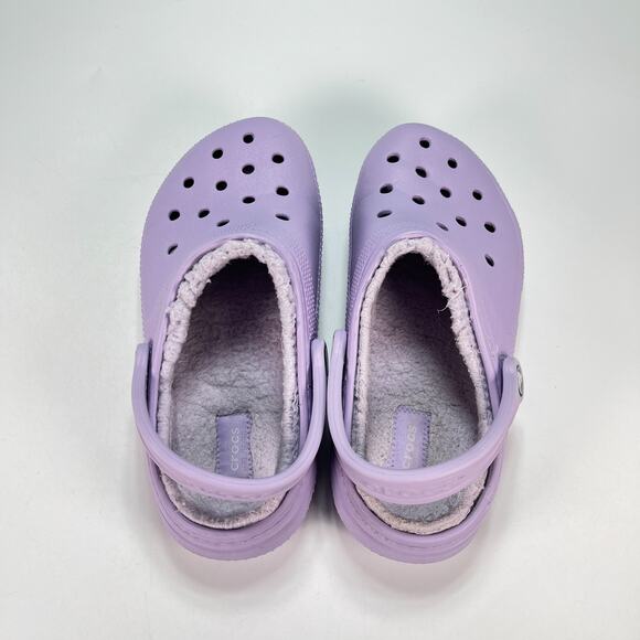 Crocs Classic Lined Clog Purple Slip On Faux Fur Shoes 203591 Women's Size 8 - Picture 6 of 11